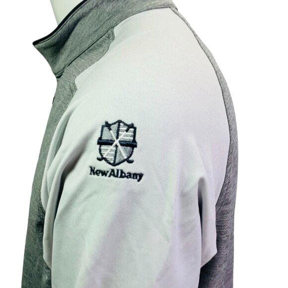 Straight Down Mens Quarter 1/4 Zip Pullover Off White Gray Stretch Size L - Picture 8 of 12